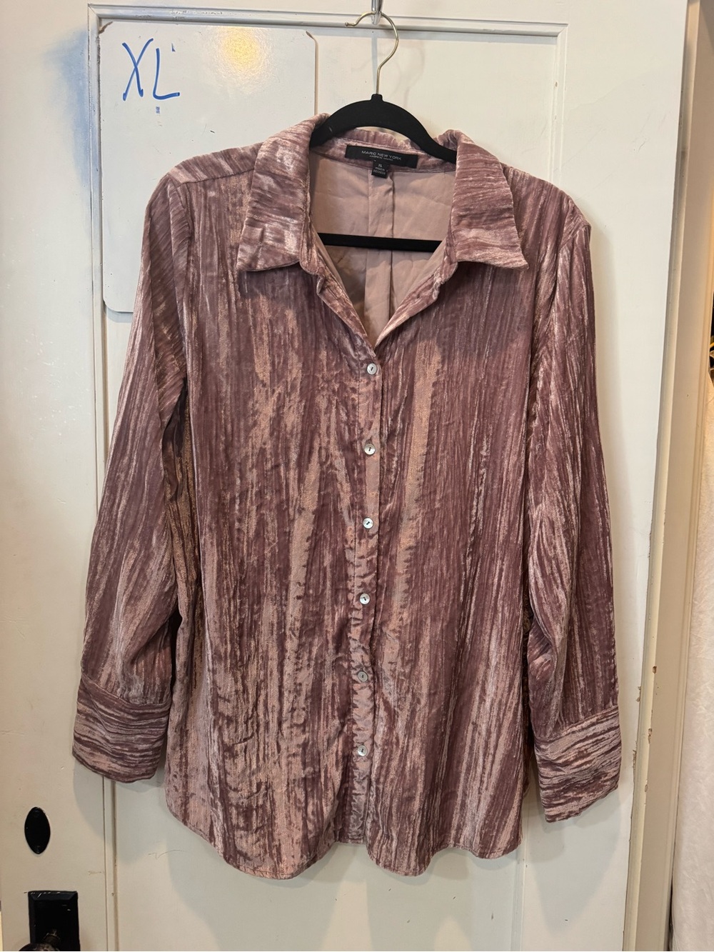 Marc Jacobs Crushed Velvet Button-Down Shirt in Dusty Rose